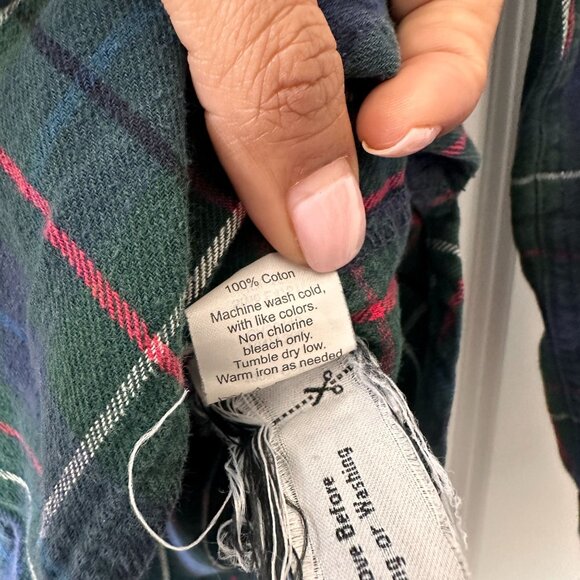Madewell Womens Green & Navy Plaid Button-Up Flannel Ex-Boyfriend Shirt Size S - Picture 9 of 11